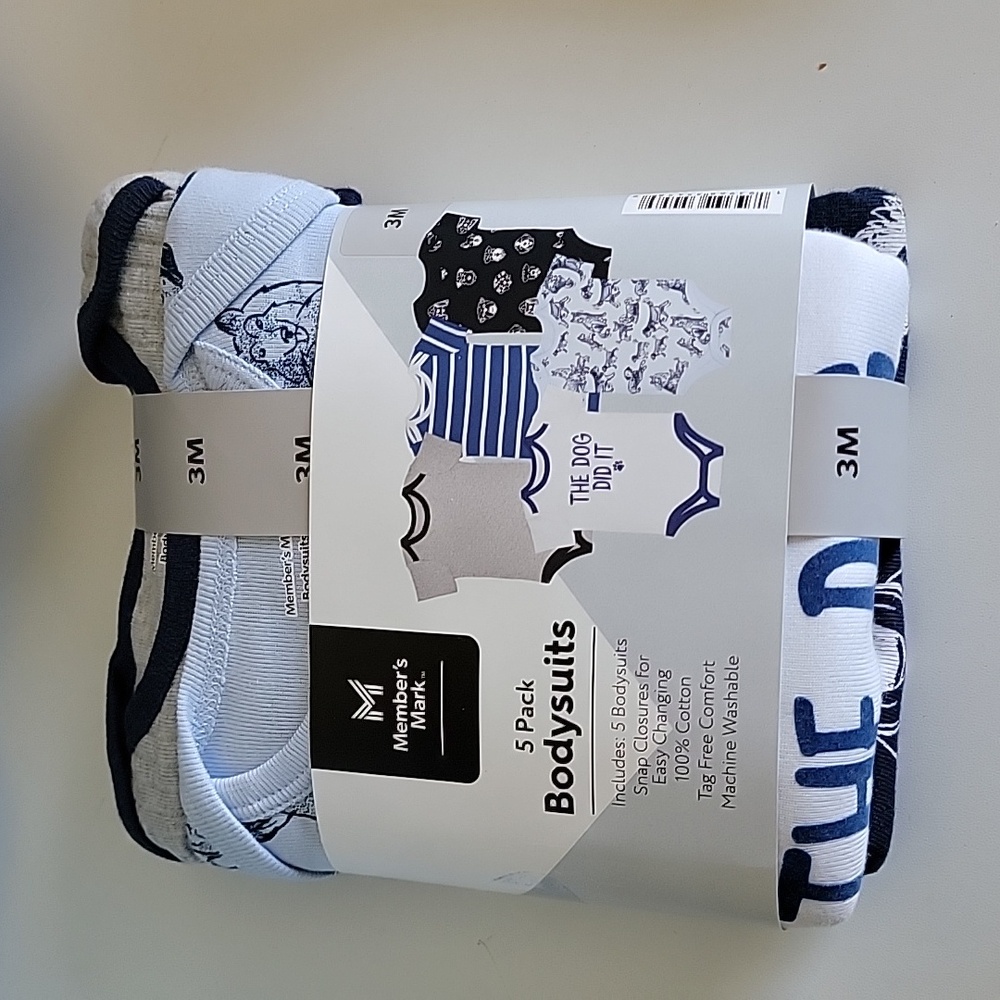 Member's Mark 5 pack Bodysuits 3 months